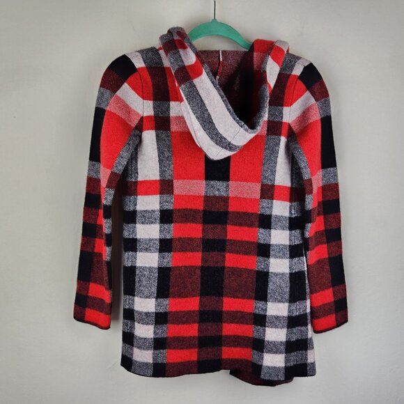Anthropologie Field Flower Cressida Wool Plaid Hooded Sweater Coat sz XS - Picture 7 of 12
